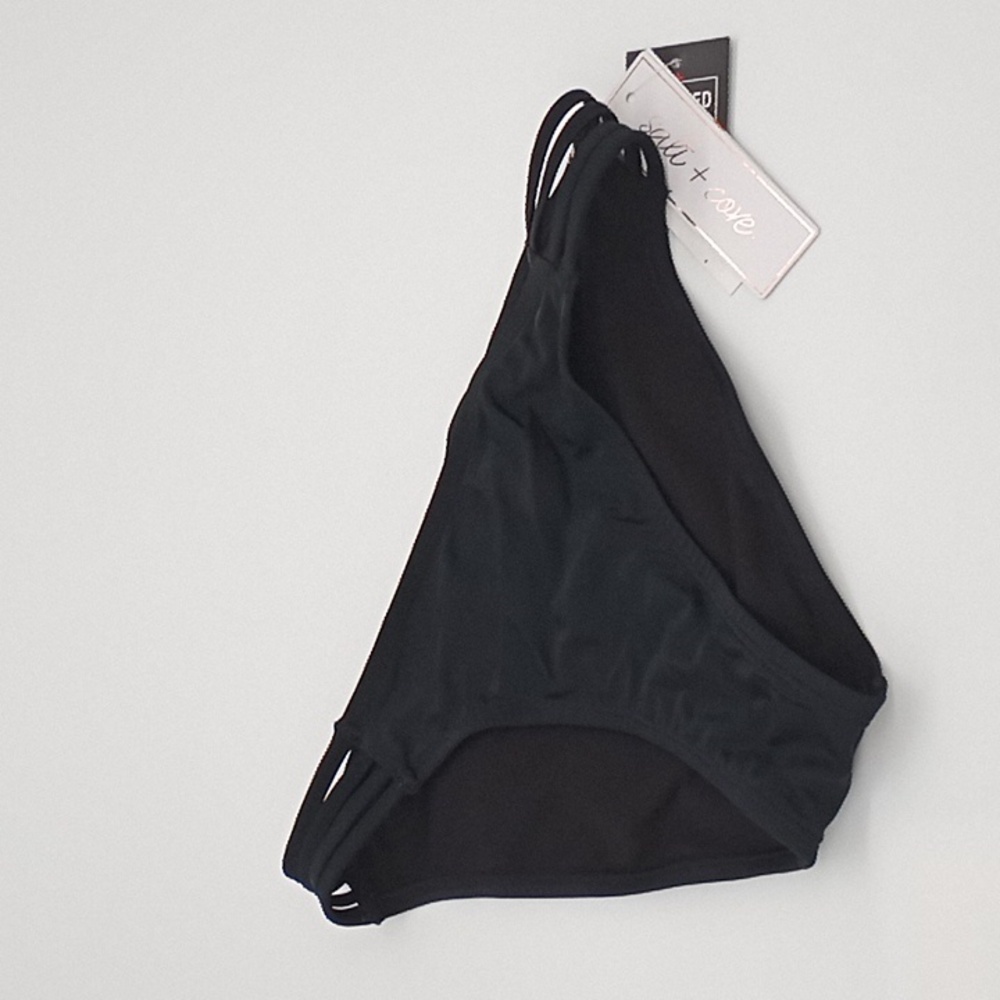 Salt + Cove Strappy-Side Hipster Bikini Bottoms Black XL